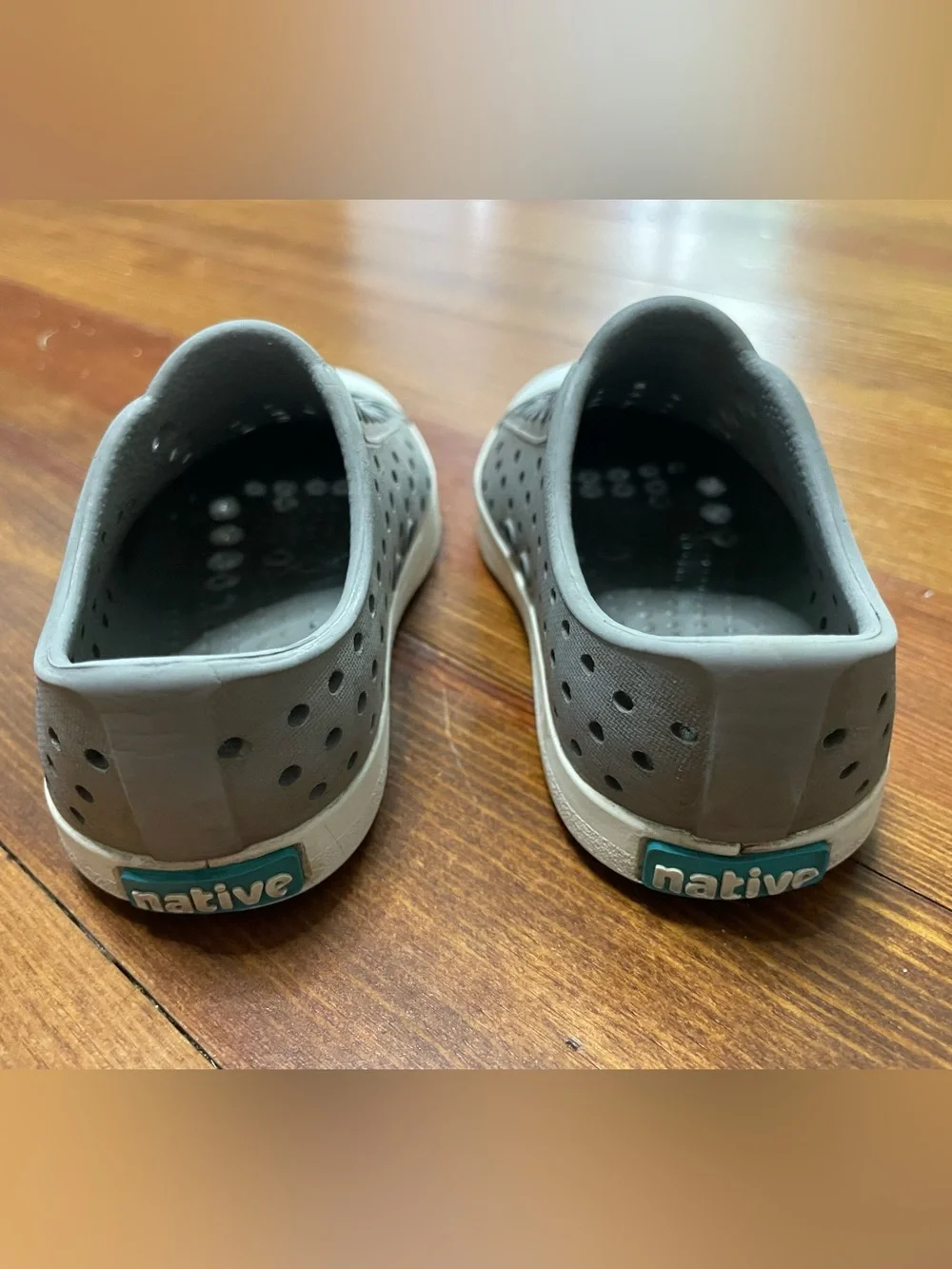 Native Shoes Jefferson Grey Slip-On Water Shoes with White Toe Size 6